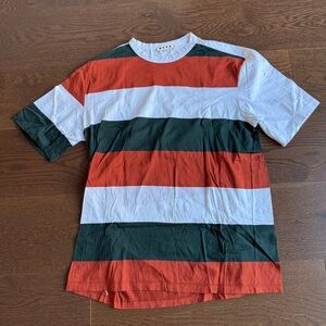 Marni Orange, Green, and White Striped Tee